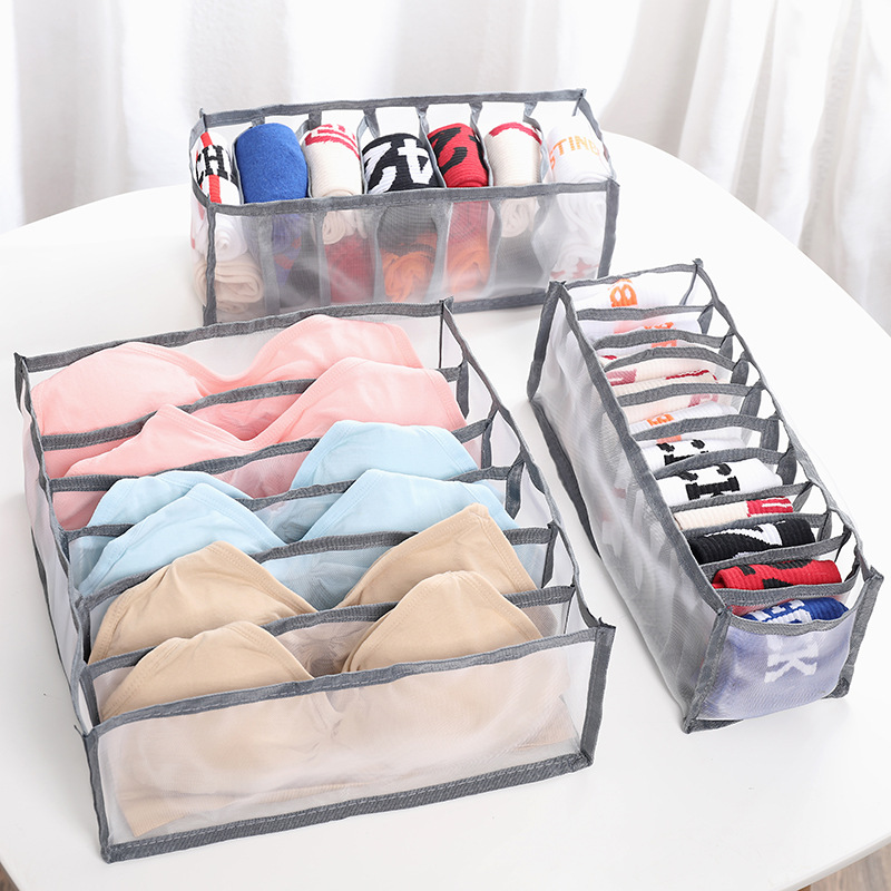 Mesh Underwear Storage Box, Foldable Socks, Bras And Underpants, Drawer-Type Separated Sorting Bag For Storage, Compartments For Storage