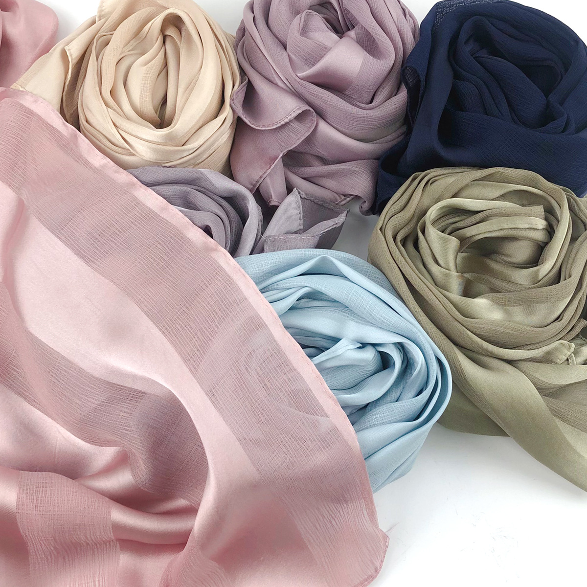 New cross-border women's headscarf shawl, pleated chiffon band, striped natural pleated Middle East Dubai headscarf hijab Specification image