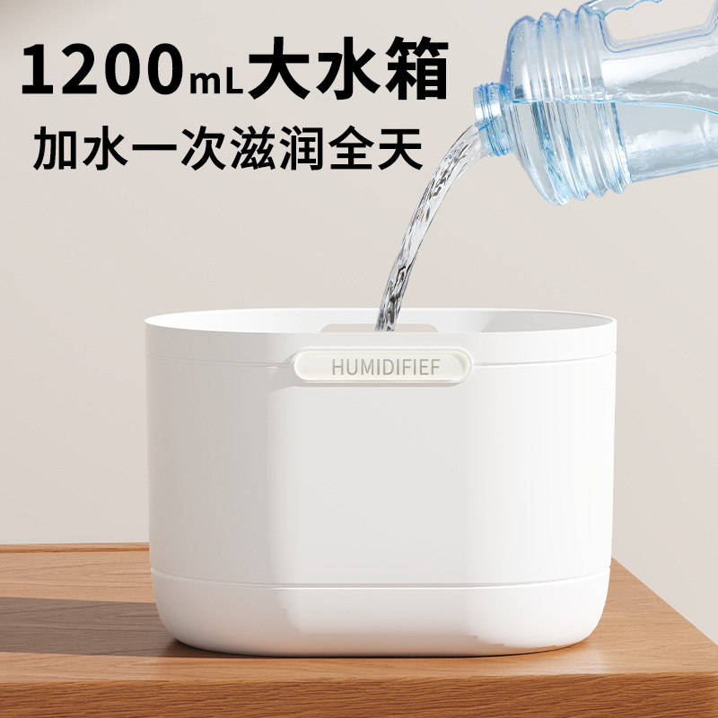 New three-spray humidifier, 1.2L large-capacity household essential oil air humidifier, small silent desktop humidifier details Picture