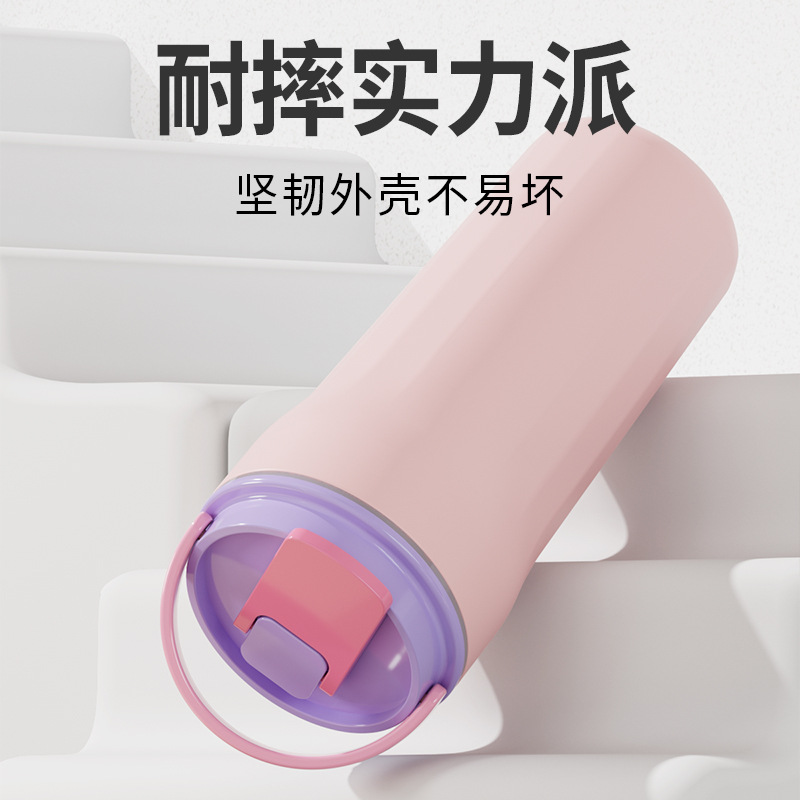 跨境儿童家用高颜值塑料杯子便携式户外运动手提水杯直饮杯耐高温细节图