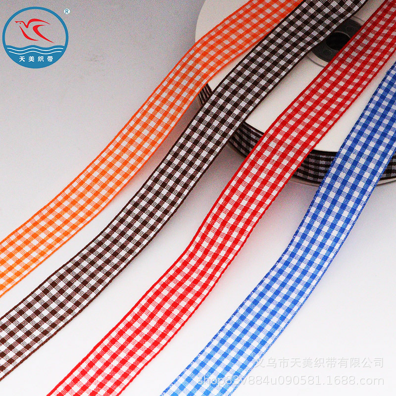 2CM checkered cake baking decoration, bow, diy materials, ribbon, checkered ribbon, gift packaging ribbon, ribbon Item Picture