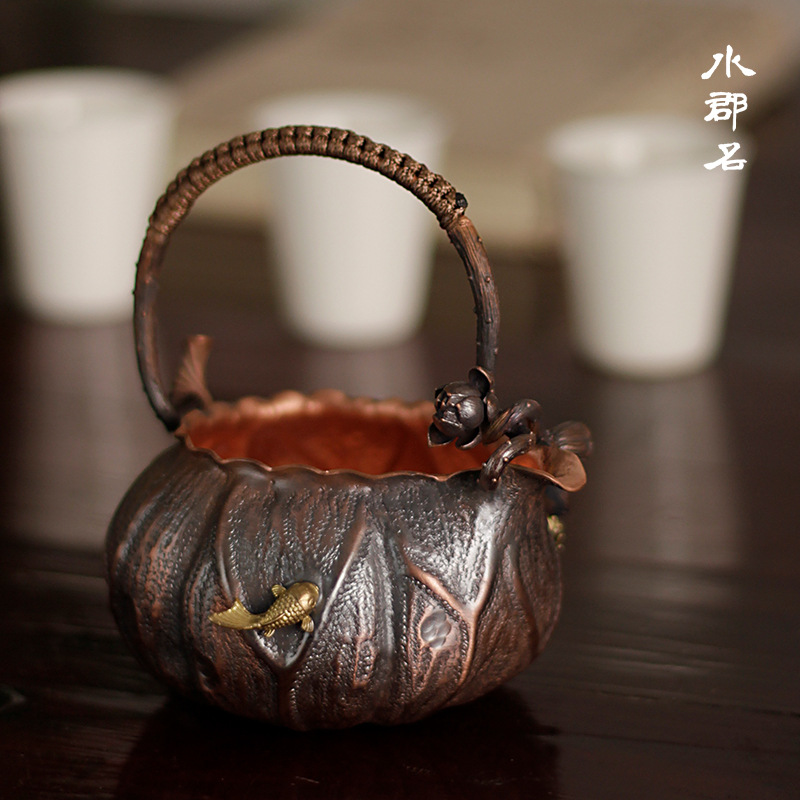 手持木柄公道杯紫铜复古功夫茶分茶器手工茶海茶道配件量大价优