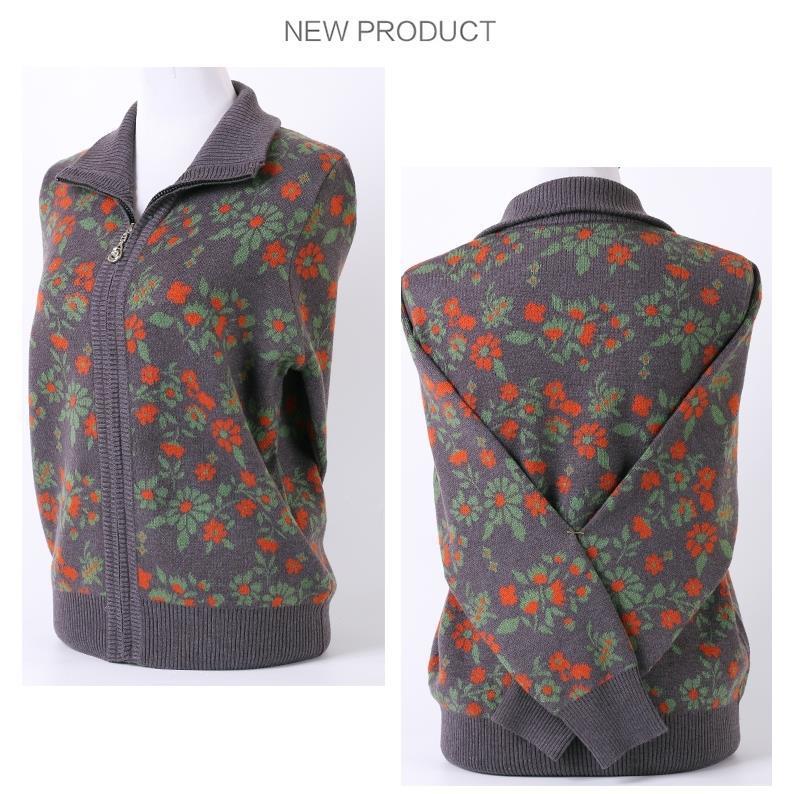 Winter clothes for middle-aged and elderly people: Women, sweaters, coats, mothers, wool cardigans, zipper shirts, grandmothers, and wives Item Picture