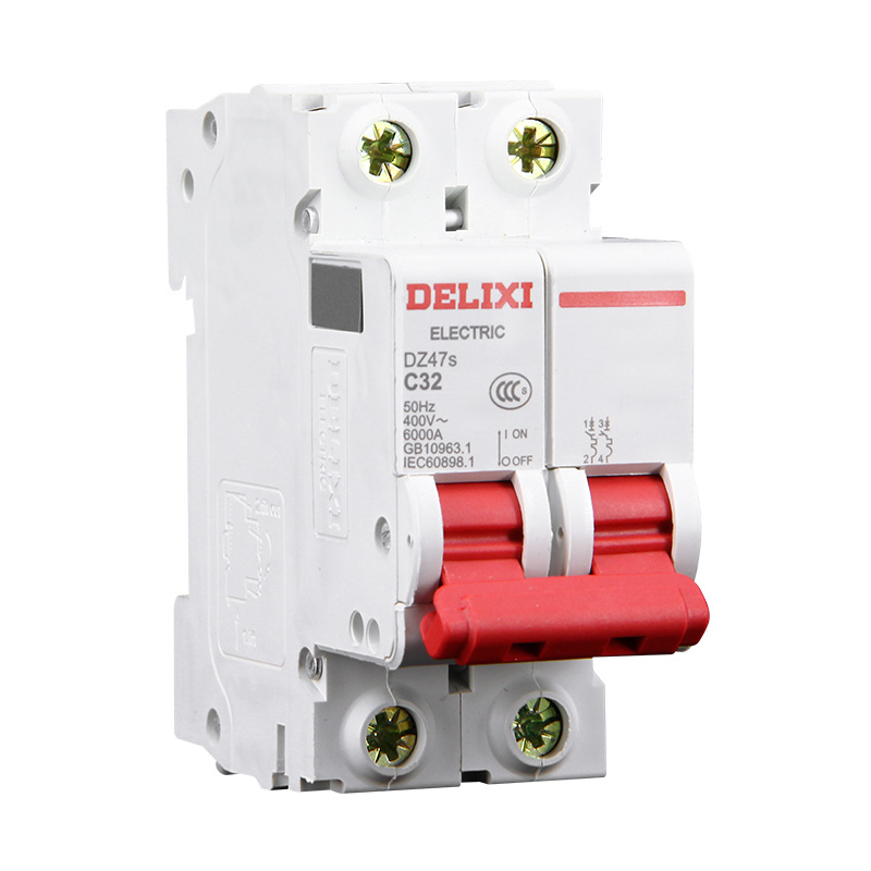 德力西空气开关断路器小型空开关DZ47S电闸开关32a家用2p3p4p63a白底实物图