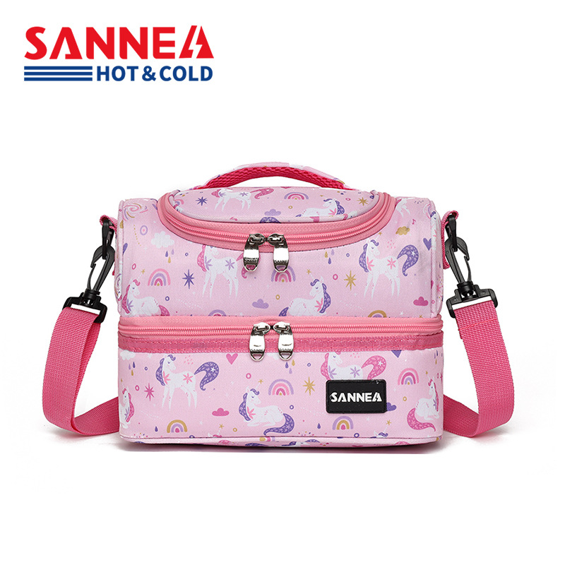 New children's crossbody lunch bag, insulated large-capacity lunch bag, student fresh-keeping ice bag, hand-held printed insulated bag