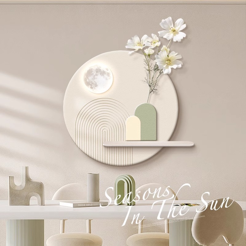 奶油风餐厅装饰画立体插花绿植实物壁饰2025新款小清新吃饭厅挂画