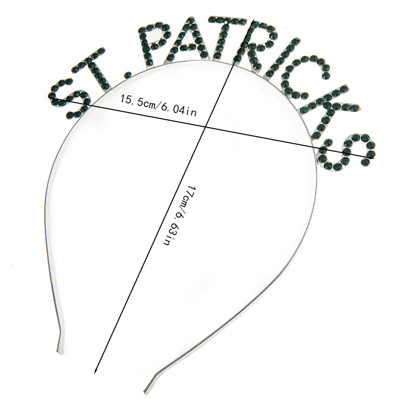 Halloween headband cross-border creative letter headband ST. Patrick's Day green diamond headband holiday headwear wholesale supply Application Scenario