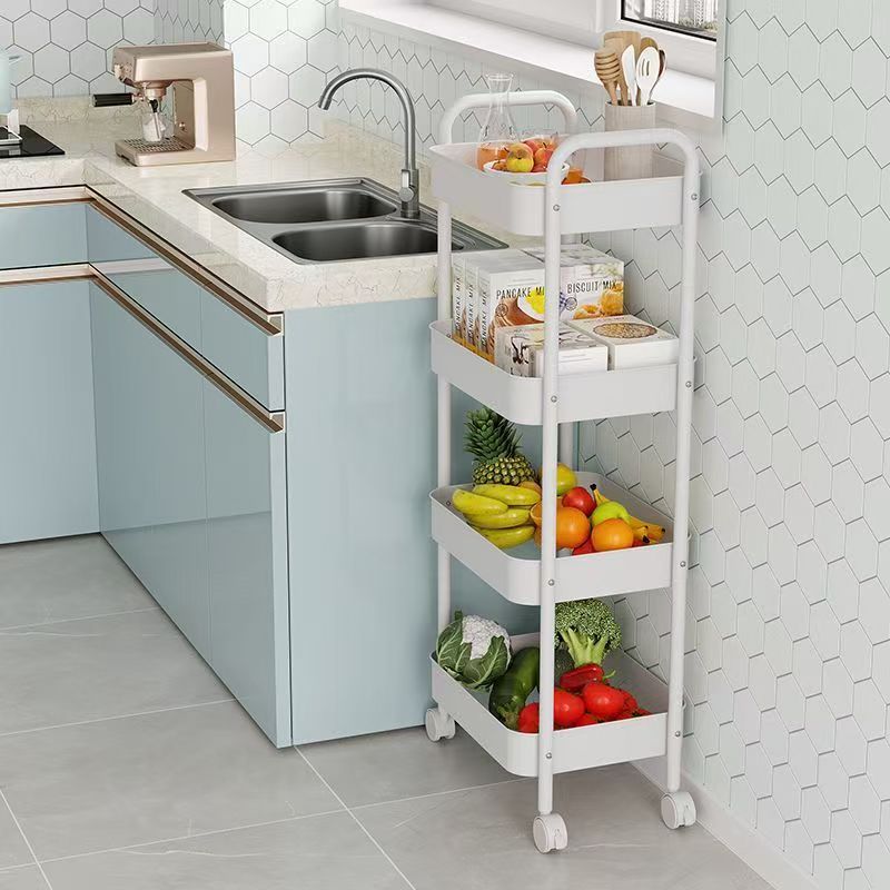 Trolley rack, kitchen floor-standing multi-layer mobile bookshelf, snack storage rack, bathroom bean curd rack Application Scenario