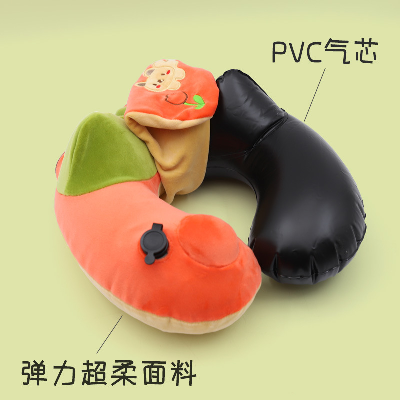Cartoon cute animal U-shaped pillow, Kangle House hump Press inflatable neck pillow gift box set, travel neck pillow Specification image