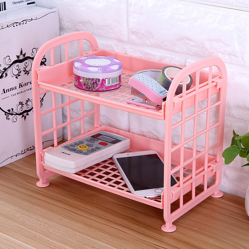 Creative cosmetics and jewelry double-layer folding storage rack, simple home desktop bathroom storage rack