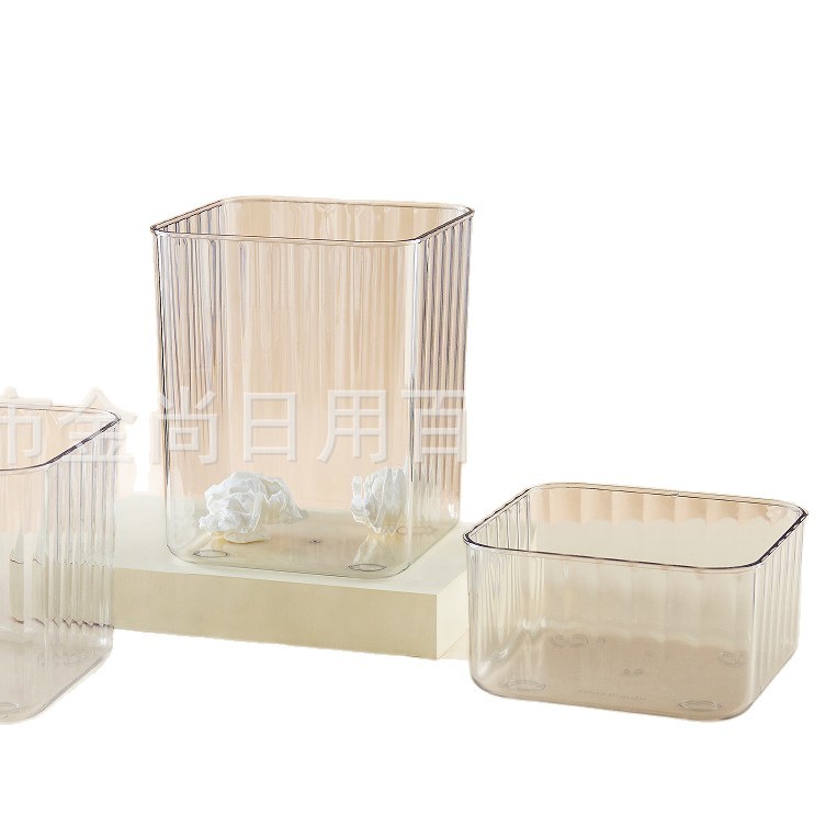 Household transparent desktop trash can, large-capacity jewelry box with lid, desktop girls' rubber band, hair tie and hair clip storage box Item Picture