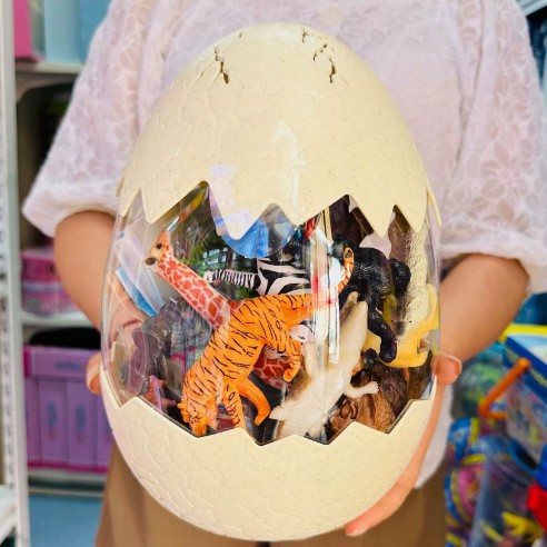 儿童恐龙蛋玩具收纳盒可装三角龙霸王龙世界丛林昆虫野生动物模型