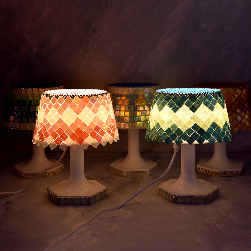 New children's DIY handmade table lamp with Mosaic pattern, bedroom bedside night light, student gift, gift material package Specification image