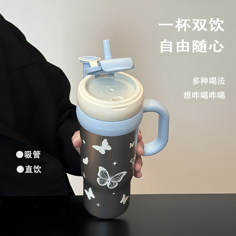 巨无霸水杯大容量耐高温女生运动水壶大号tritan高颜值吸管冰霸杯细节图