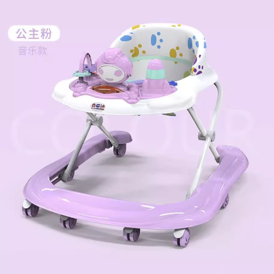 婴儿学步车多功能早教可调节高度防滑带音乐玩具可折叠安全助步车