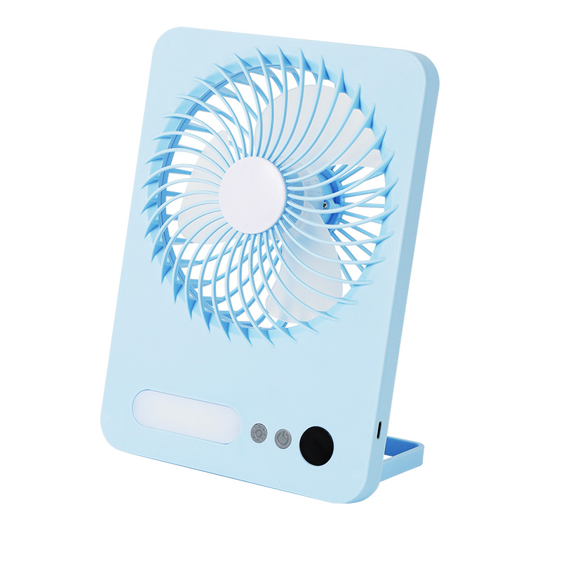 New desktop folding electric fan for dormitory hanging and standing, with LED battery level display and night light Item Picture