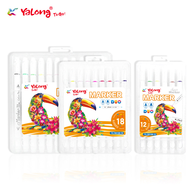 Yalong's new colored drawing pens 12/18/24-color set of double-pointed art student and children's watercolor pens and markers Application Scenario
