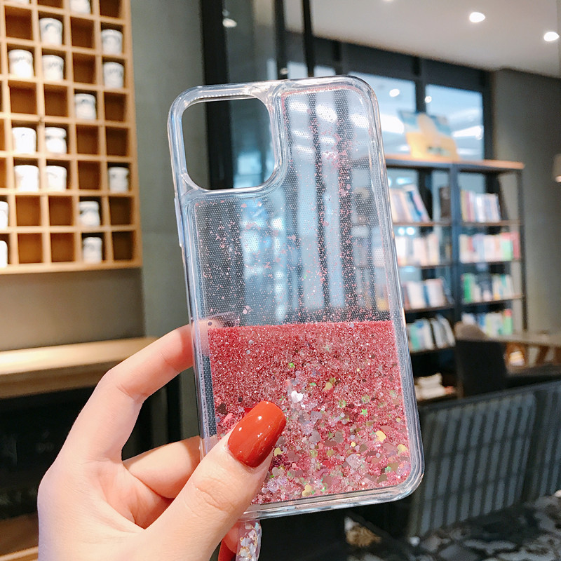 Solid color heart-shaped sand phone case for iPhone16, liquid 15/14 slider soft case for iPhone 17pro max Specification image