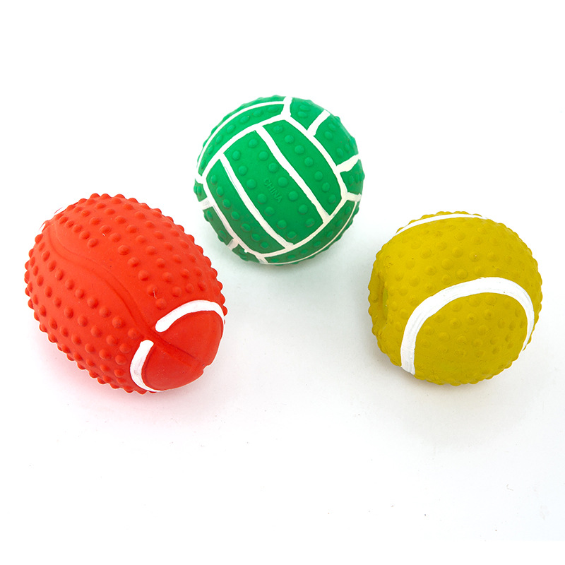 Pet latex toys, teething rugby balls, elastic balls, barking dog toys, self-entertainment pet dog toys details Picture