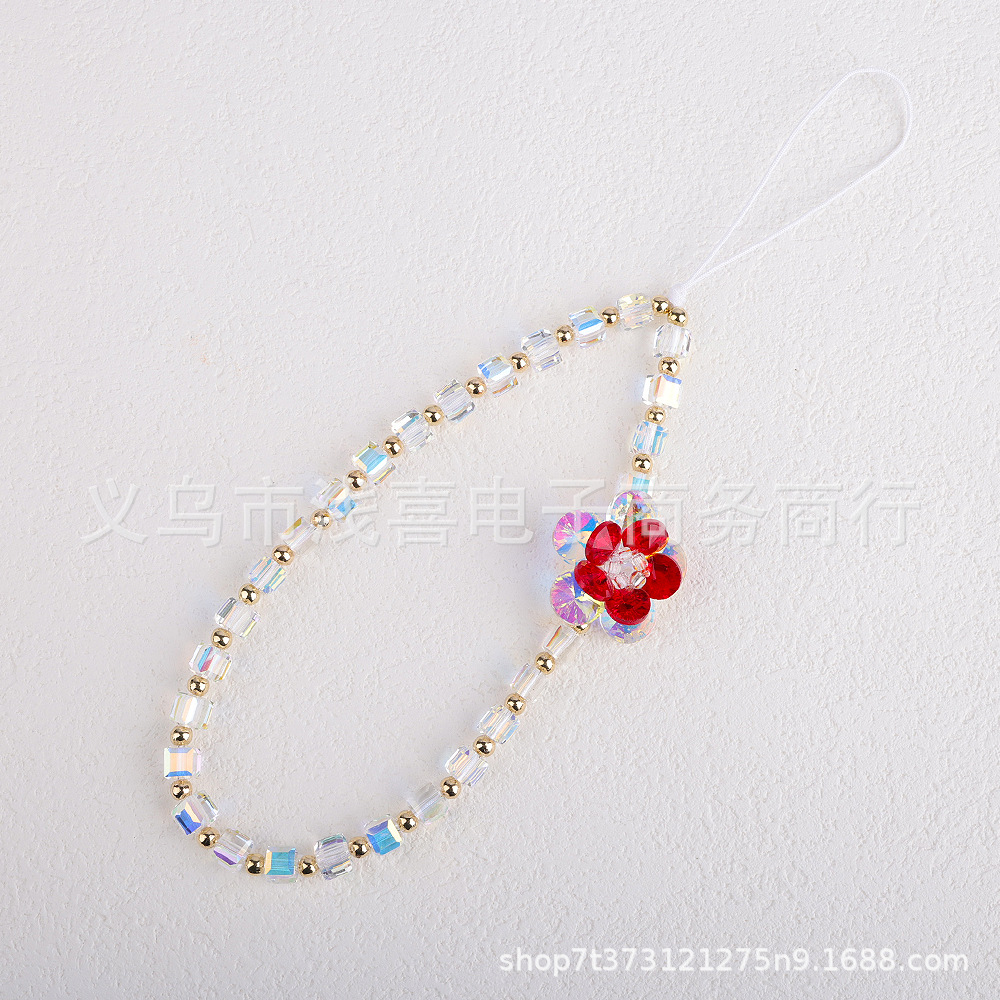 2024 Chinese-style new Chinese-style crystal lotus flower mobile phone chain, beaded chain, tulip mobile phone lanyard chain details Picture