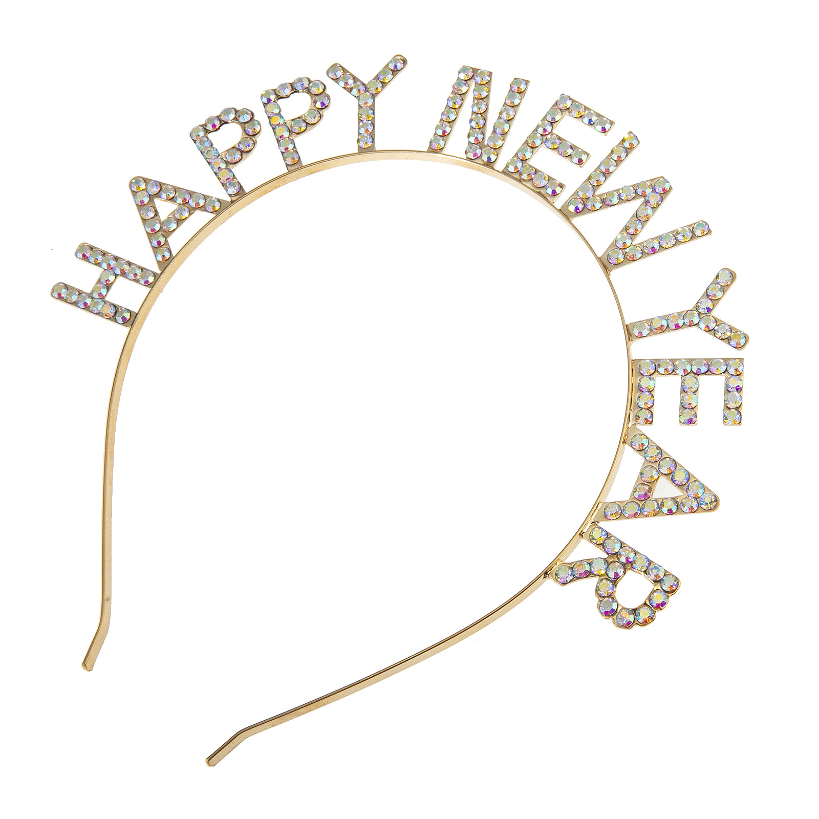 European and American cross-border hair accessory letter headband, HAPPY NEW YEAR, letter AB water diamond headband, party headwear details Picture