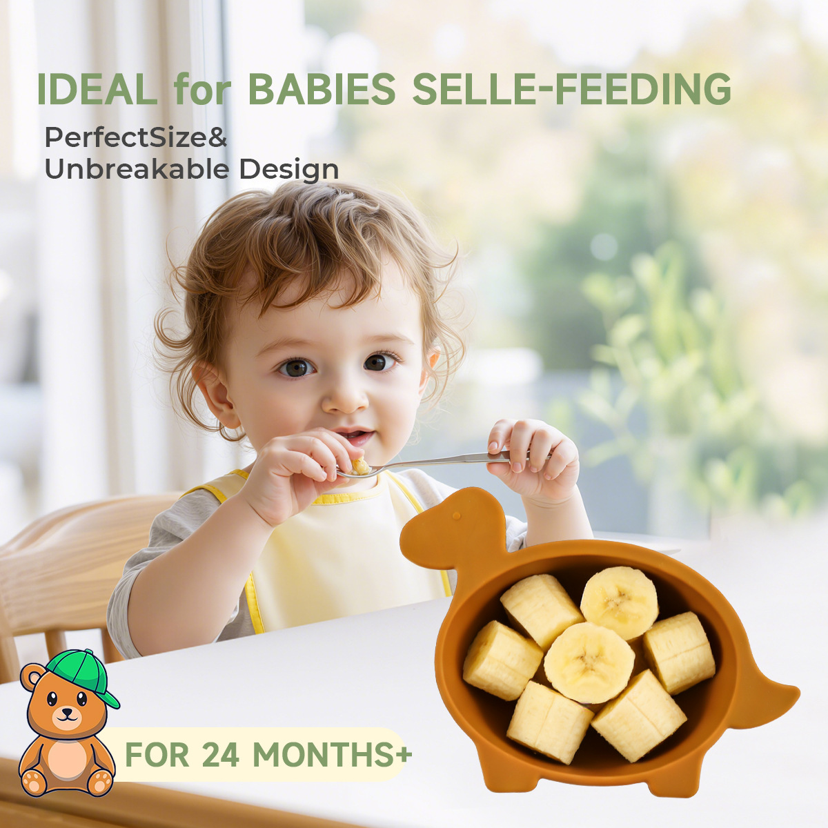 Cross-border complementary food bowl, baby special wrist dragon silicone bowl, new national standard for children learning to eat, training to prevent dropping bowls when eating details Picture