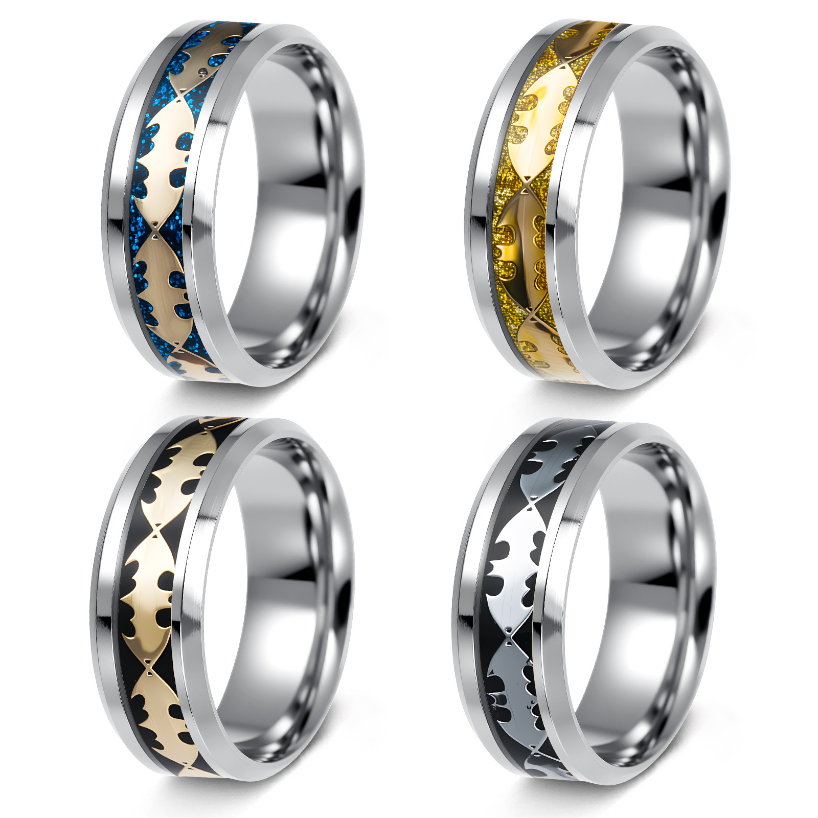 Cross-border best-selling jewelry: Titanium steel jewelry popular in Europe and America, Bat men's ring manufacturer wholesale supply