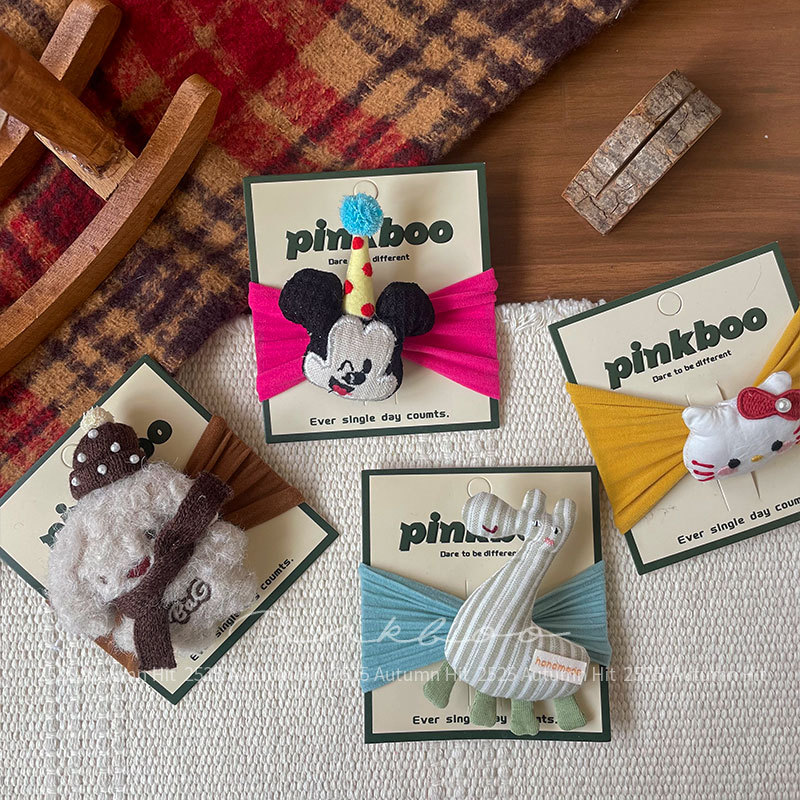 Nueva versión coreana toalla de otoño aros de pelo niños de alta elasticidad bolas de cola de caballo aros de pelo cute osito accesorios de pelo pinkboo 3d handmade dolls aros de pelo dibujos animados estilo de punto retro cute otoño invierno Application Scenario