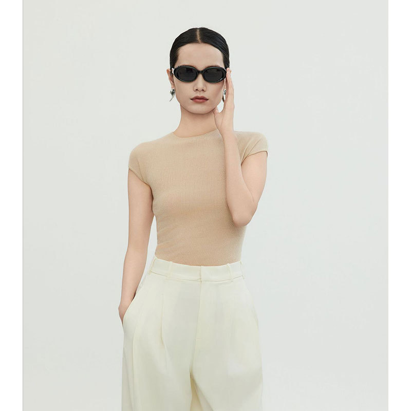 白露版型巨好无缝短袖针织衫半袖打底上衣圆领T恤女羊毛衫修身详情图3