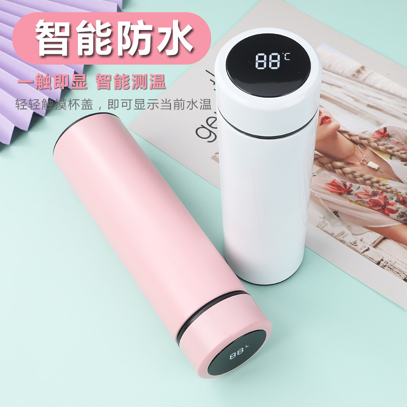 Promotional gifts are printed with logo, Mousse smart temperature insulated cups, and creative portable water cups for male and female students details Picture
