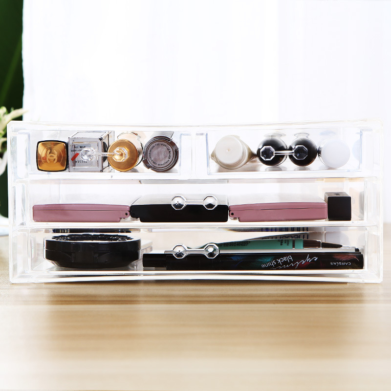 Factory direct sale of transparent four-compartment drawer-type cosmetic storage boxes, shelves, and cosmetic and skin care product storage boxes Specification image