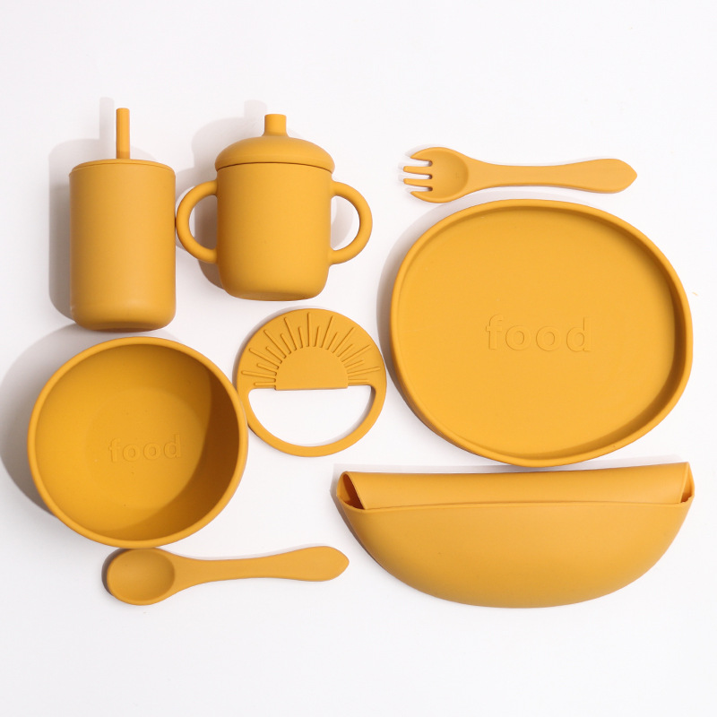 "Baby Feeding" Silicone tableware feeding set, elephant separator plate, suction cup bowl, self-feeding details Picture
