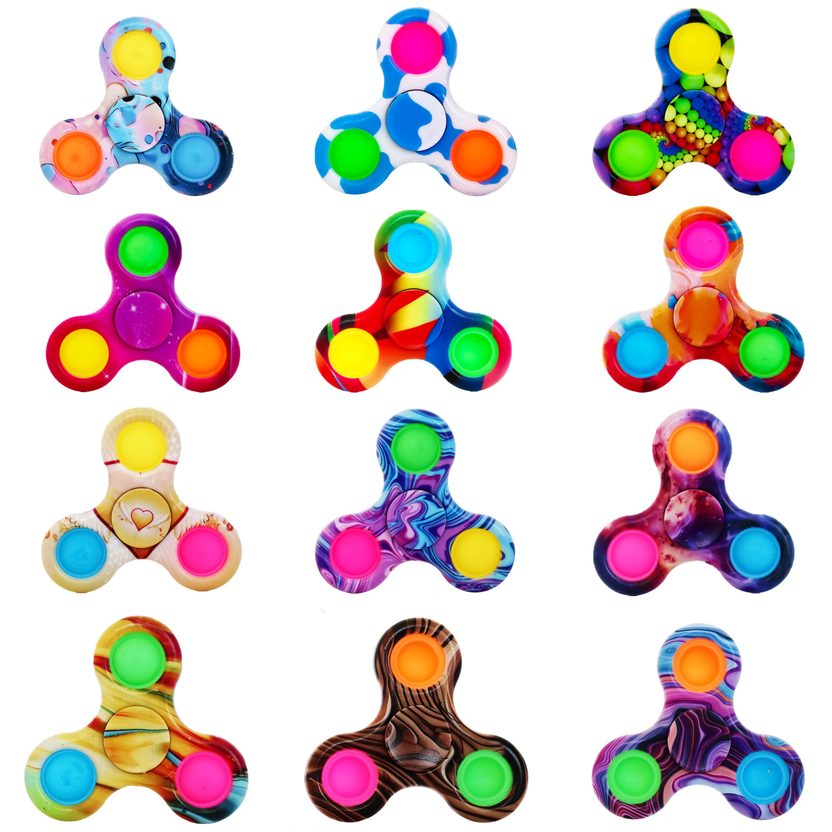 欧美彩色印花手指陀螺三叶花瓣指尖陀螺玩具减压儿童潮流解压螺旋