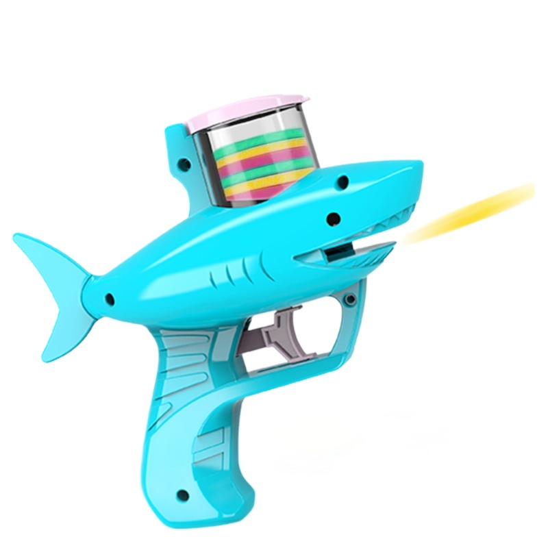 跨境鲨鱼飞碟枪儿童玩具男孩可发射连发安全弹射软弹枪萝卜枪批发白底实物图