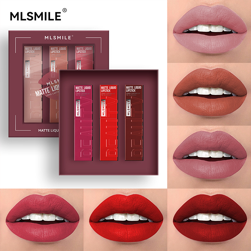 Cross-Border Exclusive Matte Liquid Lipstick, Best-Selling Non-Stick Cup Velvet Whitening Lip Gloss, Non-Fading Lip Gloss Set full figure