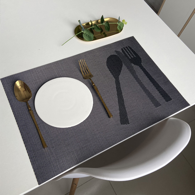 厂家直销简约编织西餐垫欧式PVC餐垫特斯林 酒店加厚隔热提花餐垫