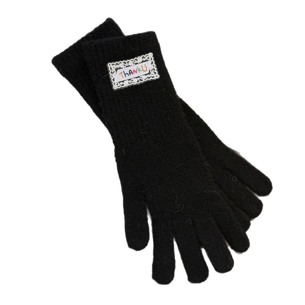 New solid-color, simple rabbit fur gloves for women, winter touch screen, thickened warm and cold-proof knitted gloves, student trend Item Picture