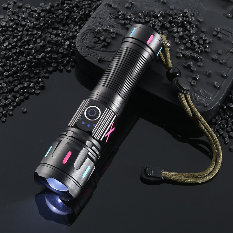 跨境热卖批发变焦强光手电快充铝合金远射充电宝高亮白激光手电筒产品图