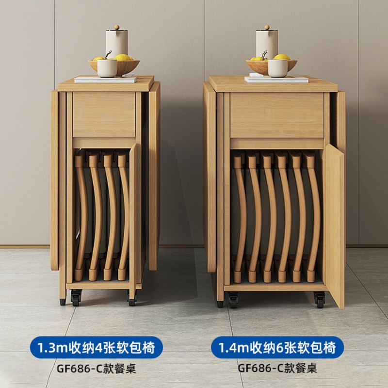 Zhiguang all-solid wood folding dining table and chair set, a set of multi-functional movable dining table furniture for small-sized home apartments Application Scenario