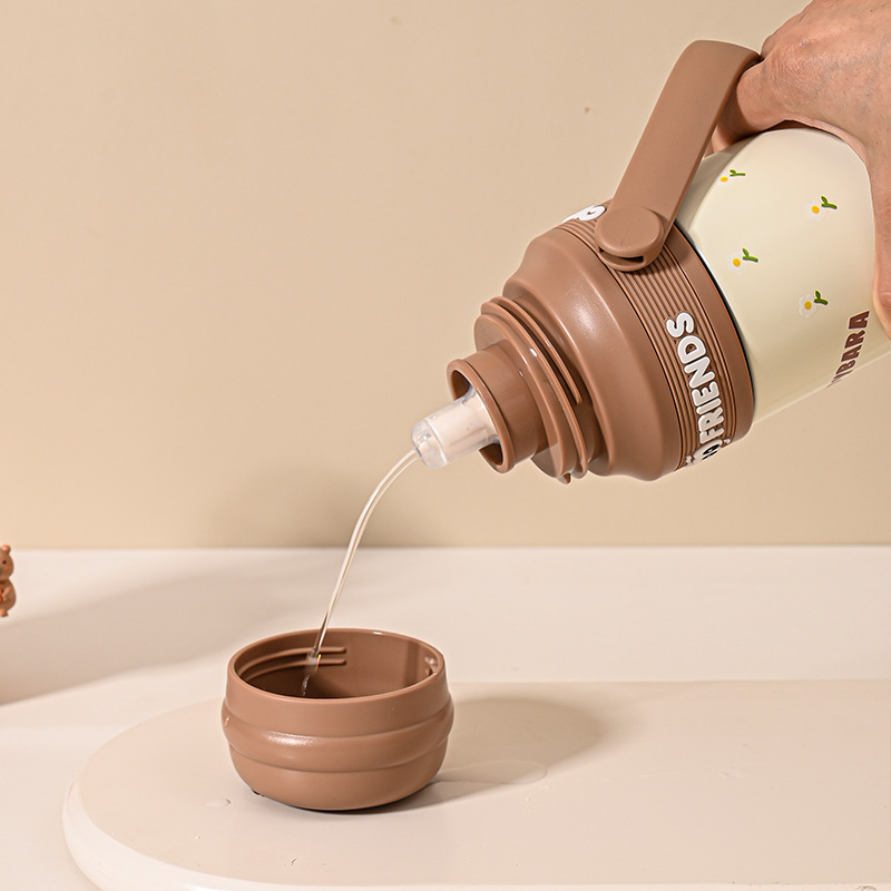 2025新款高颜值卡皮巴拉保温杯女生可爱学生上学专用便携手提水杯产品图