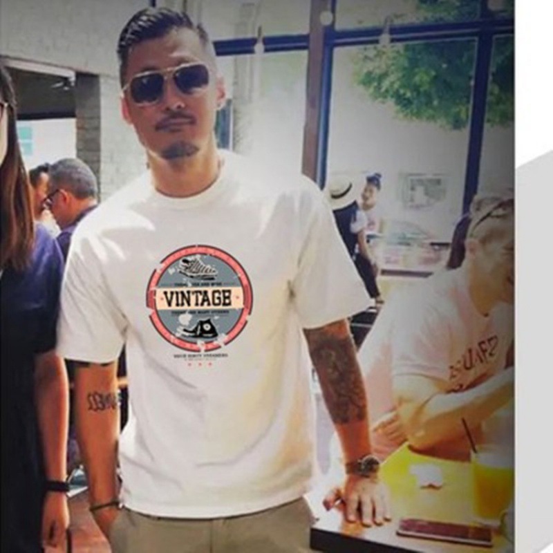 Chinese trend brand Andy Lau short-sleeved T-shirt for men, pure cotton loose white T-shirt, casual Hong Kong-style couple, large-sized round-neck ins half-sleeved shirt Specification image