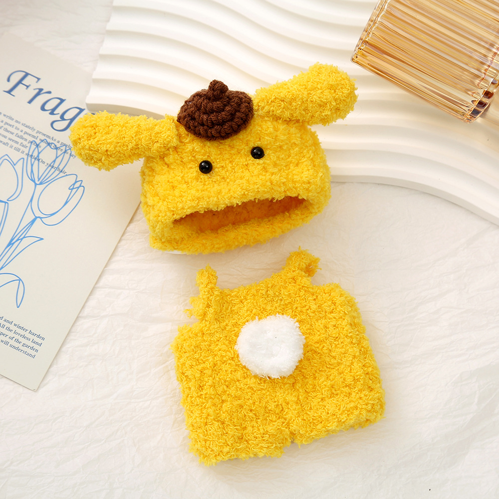 卡通毛茸茸迷你公仔服饰创意手工玩偶小娃衣软糯可爱换装头套配饰细节图