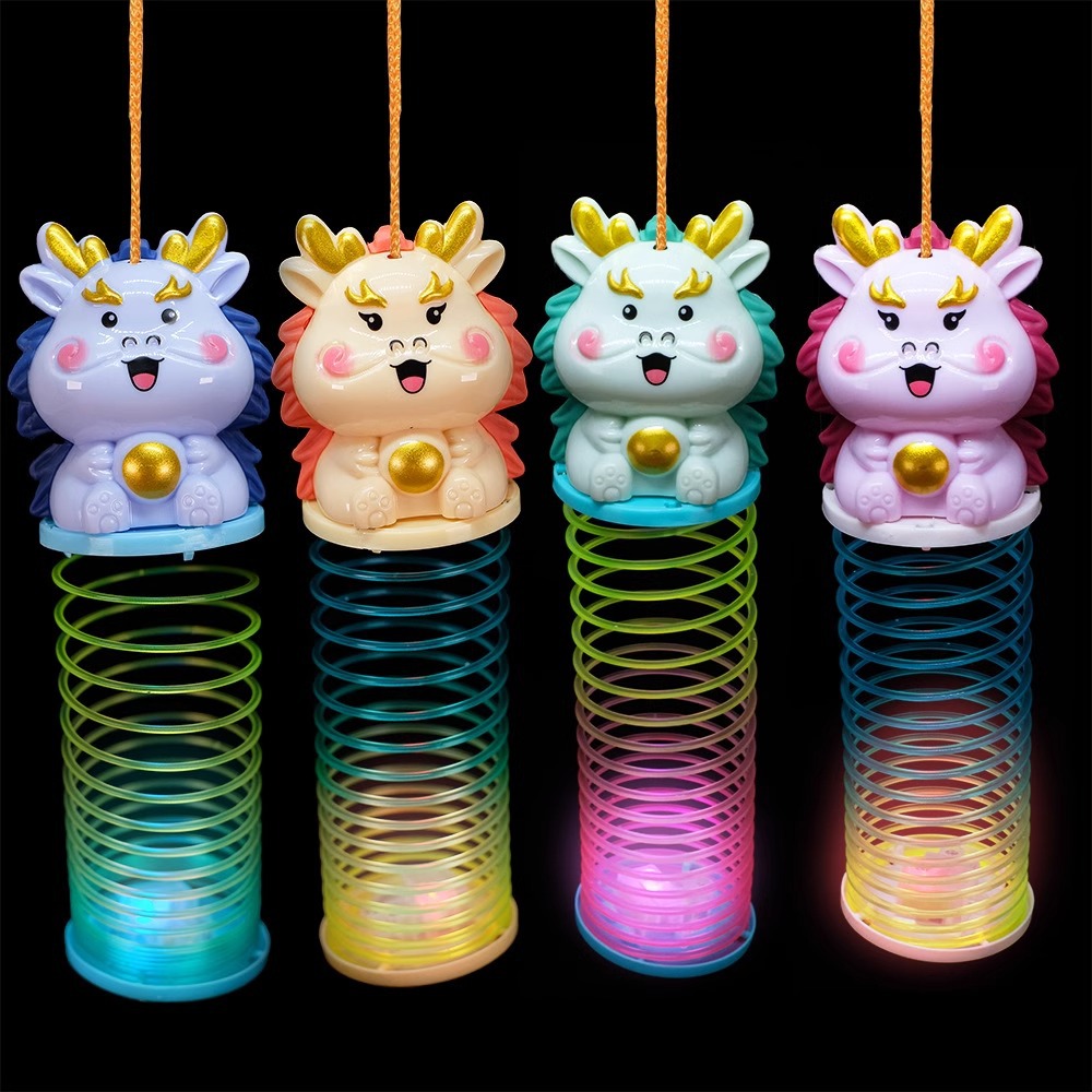 Dragon Year Rainbow ring hand-held lantern, luminous plastic spring ring, elastic ring stacking fun, Lantern Festival children's toy gift Specification image