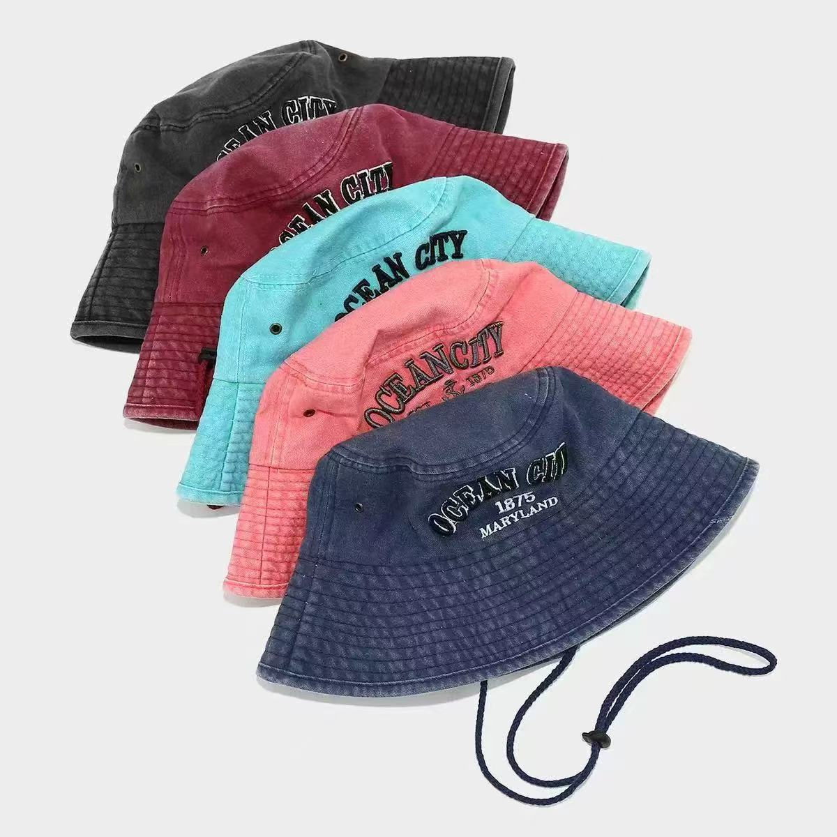 American streetwear brand fashion lettered basin hat, women's spring and summer outdoor street foldable fisherman hat, couple hats