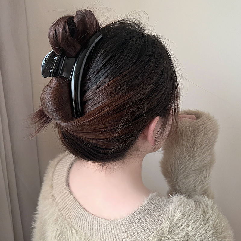 "Flower and Youth 5 Dilraba's black acetate imitation hair clip, large-sized hair clip, shark clip. details Picture