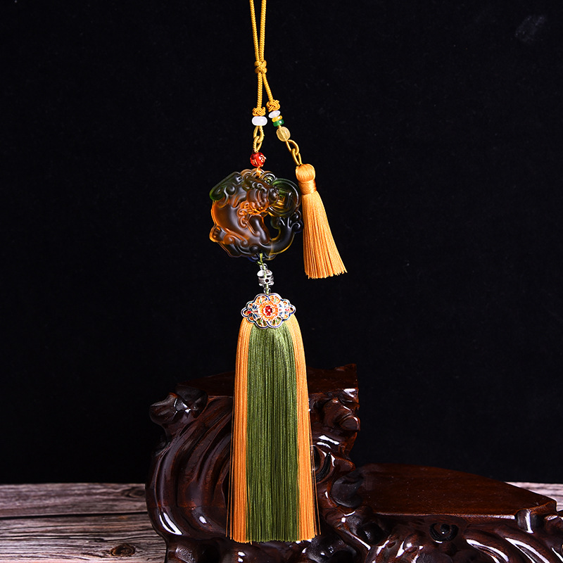 出入平安双拼穗琉璃车挂国风后视镜高档汽车挂件汽车用品吊坠饰品                              细节图