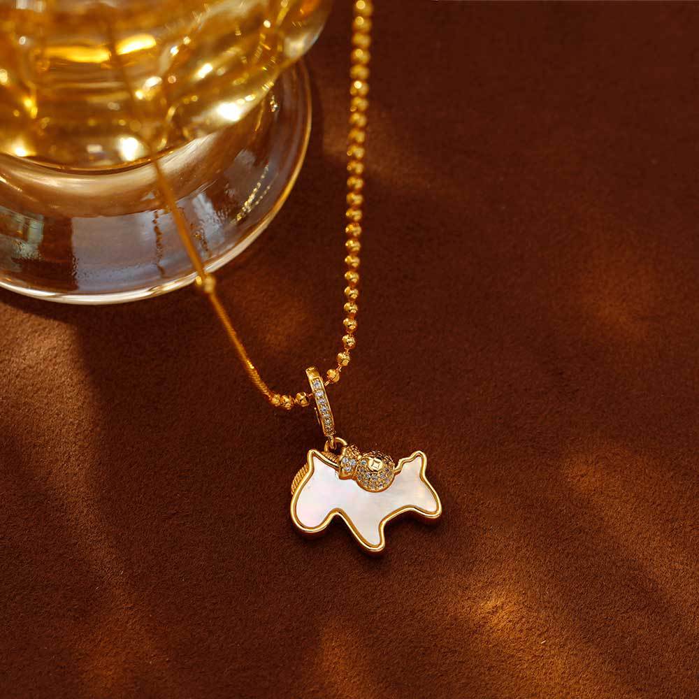 Hyacinth Douyin bestseller, "Money is Coming Soon" pendant necklace, fashionable and light luxury white mother-of-pearl, high-end and versatile neck chain, sweater chain Specification image