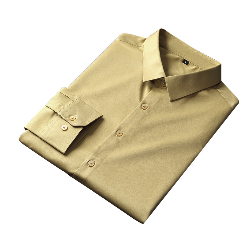 High-end men's long-sleeved, elastic, breathable, business casual, Korean-style, trendy, slim-fit one-inch shirt top, middle-aged and young white shirt Item Picture