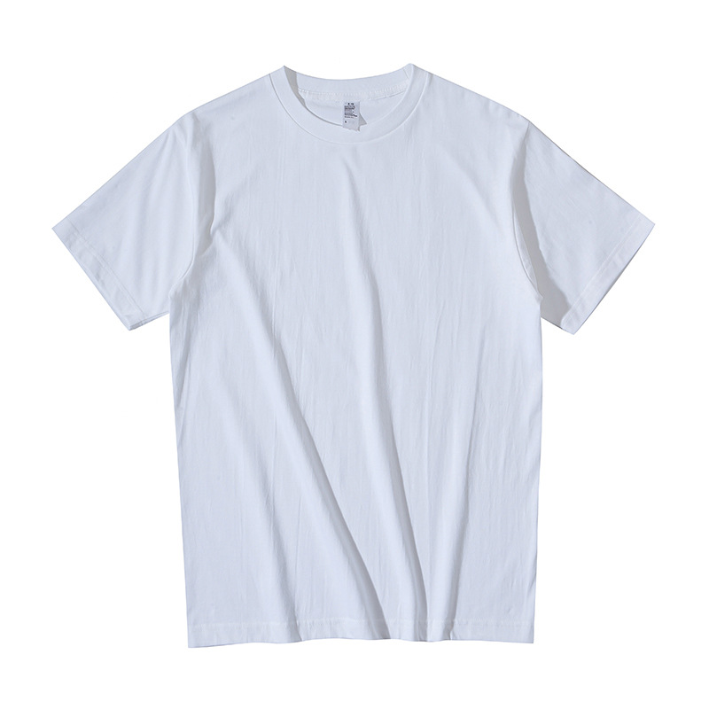 Heavy-duty solid color non-transparent 250g pure cotton round-neck short-sleeved T-shirt, thick pure white base layer T-shirt, men's and women's T-shirt top Item Picture
