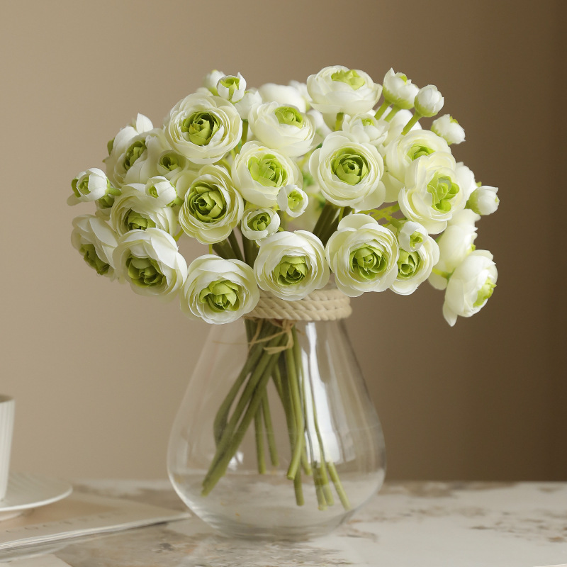 仿真6支扎束小茶花茶苞 家居装饰摄影道具婚庆新娘手扎花仿真茶花